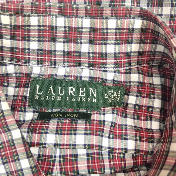 Lauren Ralph Lauren Shirt Mens XL Red Plaid Long Sleeve Button Up Non-Iron - Picture 3 of 7